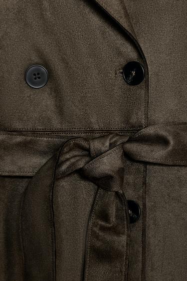 TRENCH LONG ASPECT DAIM - Kaki de Zara - Image 10