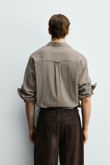 TEXTURED CHECK SHIRT - Brown by Zara - Image 2