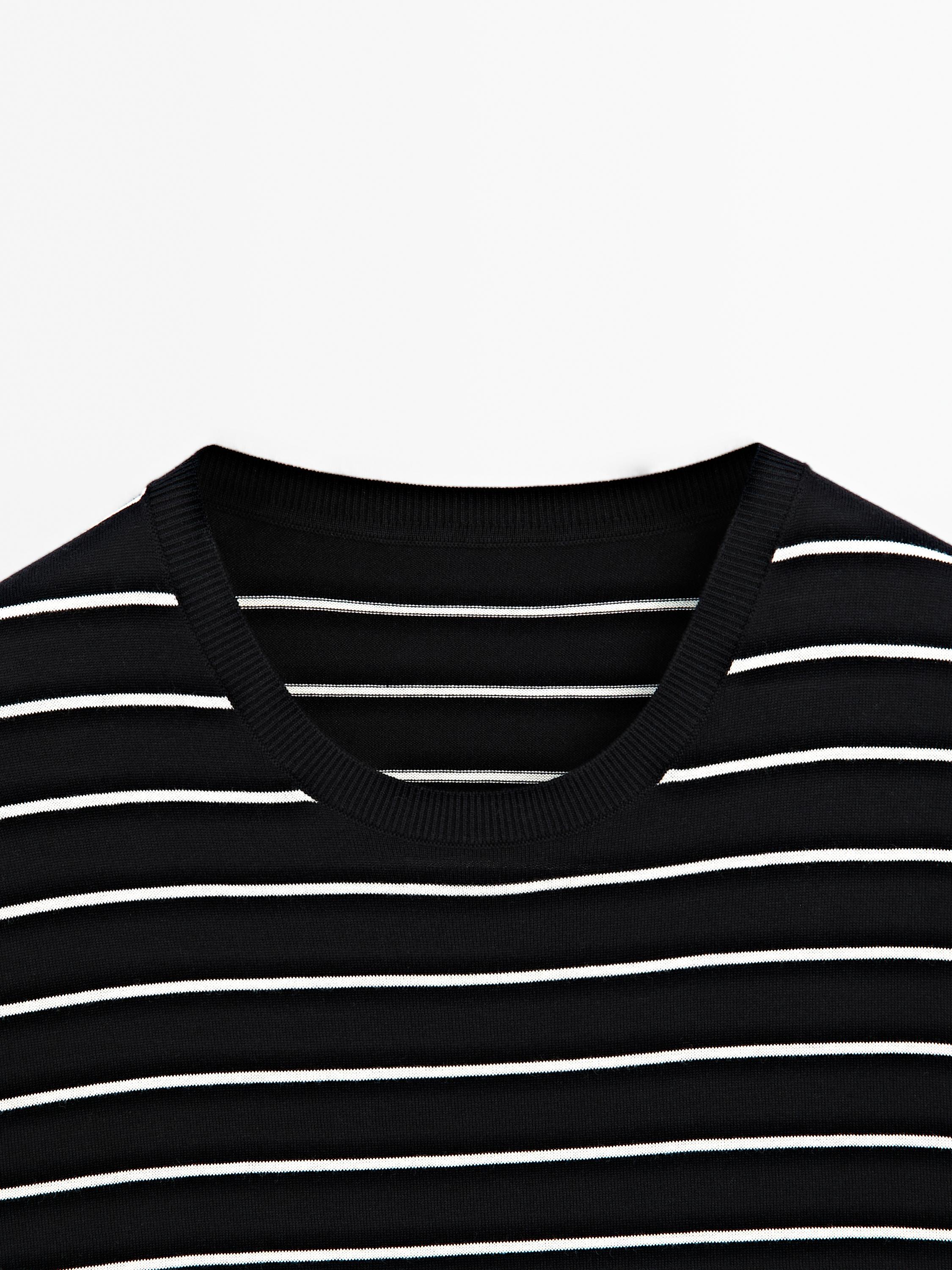 T-shirt à rayures en maille 100 % coton