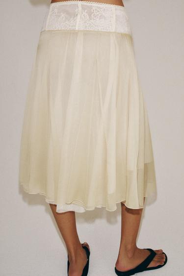 JUPE MI-LONGUE BIMATIÈRE - Sable clair de Zara - Image 2