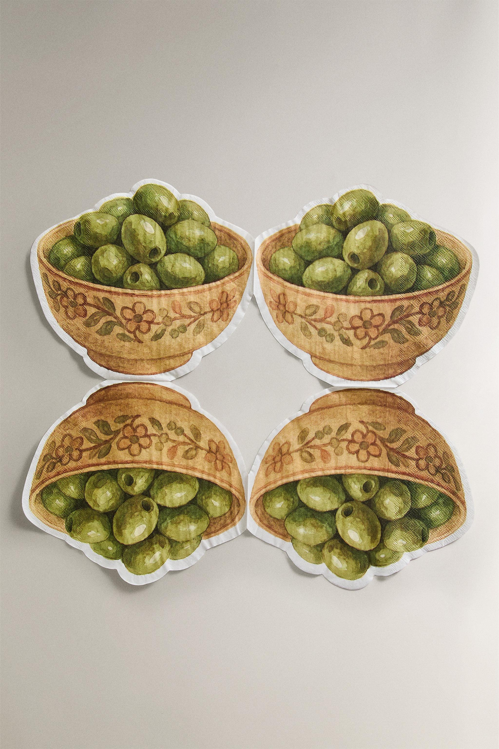 LOT SERVIETTES PAPIER OLIVES (LOT DE 20)