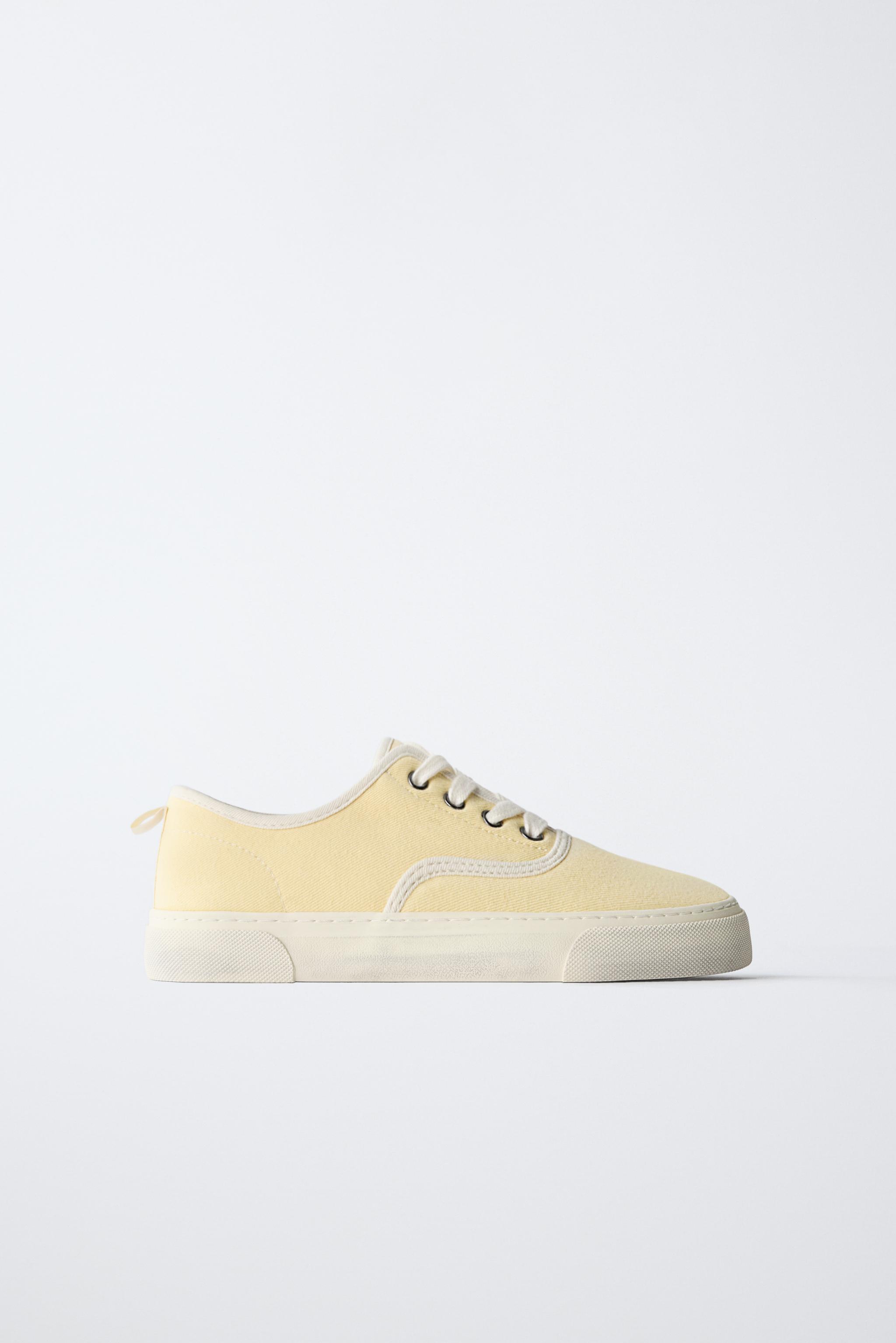 CASUAL LACE-UP SNEAKERS — Yellow