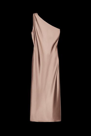 ASYMMETRIC SATIN MAXI DRESS - Mid-camel by Zara
