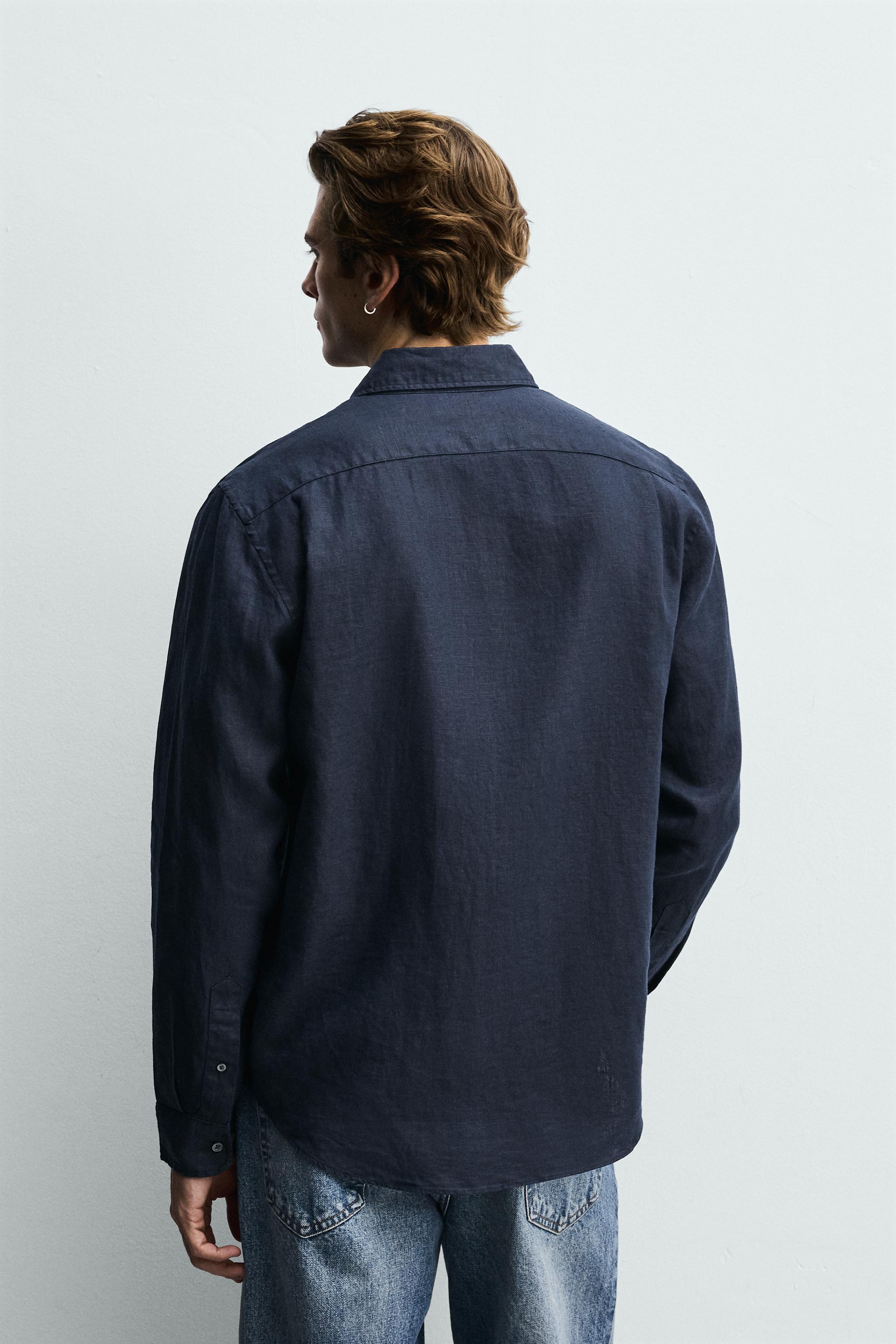 Zara %100 KETEN REGULAR FIT GÖMLEK görsel 3