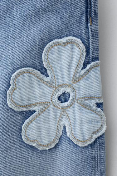 WIDE-LEG JEANS WITH FLOWERS - Blue by Zara - Image 3