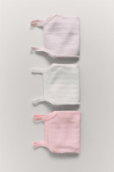 Zara THREE-PACK OF RIB KNIT BODYSUITS WITH CUTOUT DETAIL - Pink