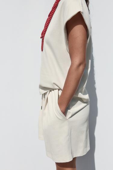RUSTIC PLEATED BERMUDA SHORTS - Ecru by Zara - Image 2