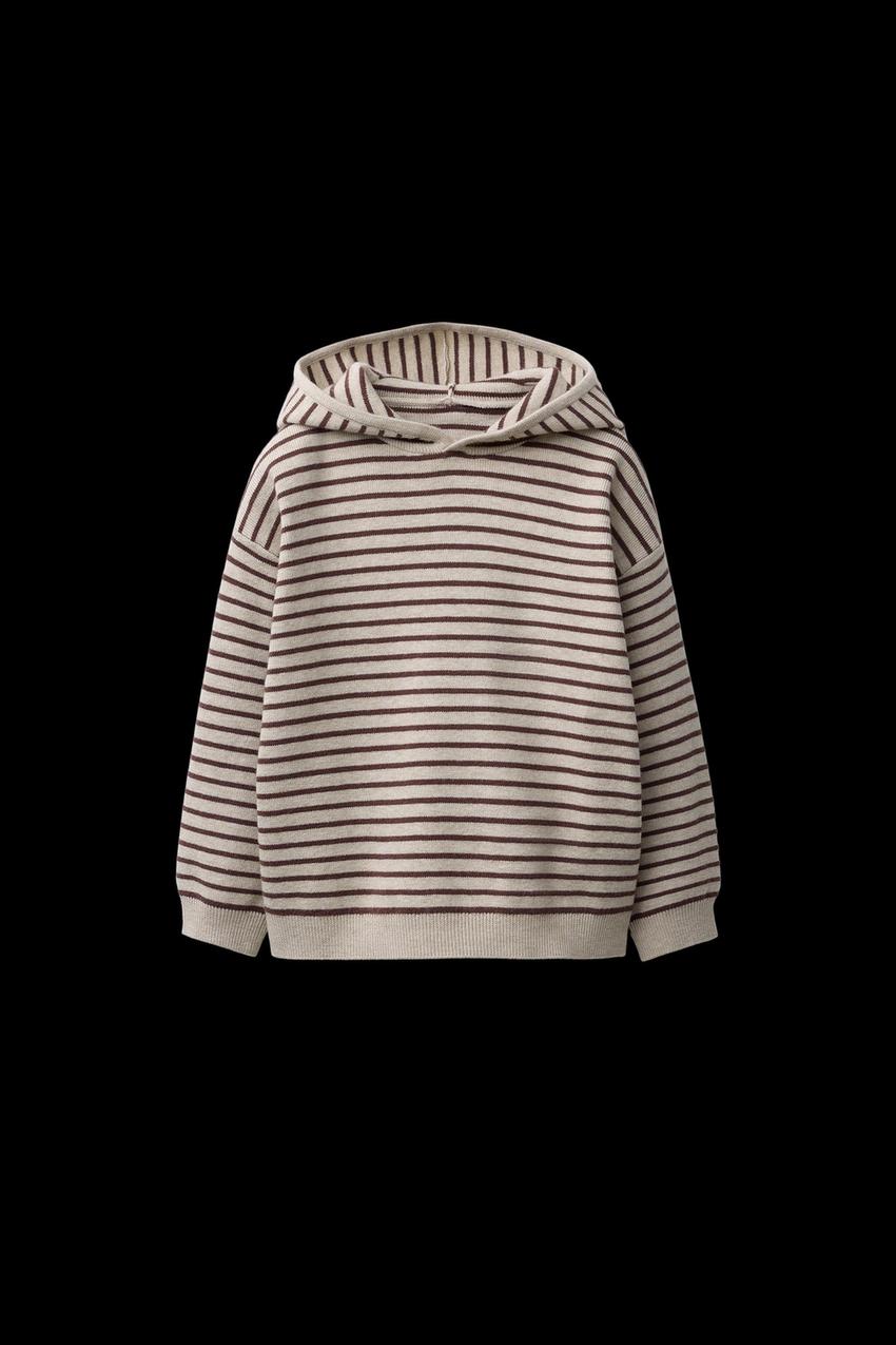 STRIPED KNIT HOODIE