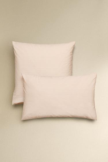 STRIPED TEXTURED PILLOWCASE - Pink by Zara