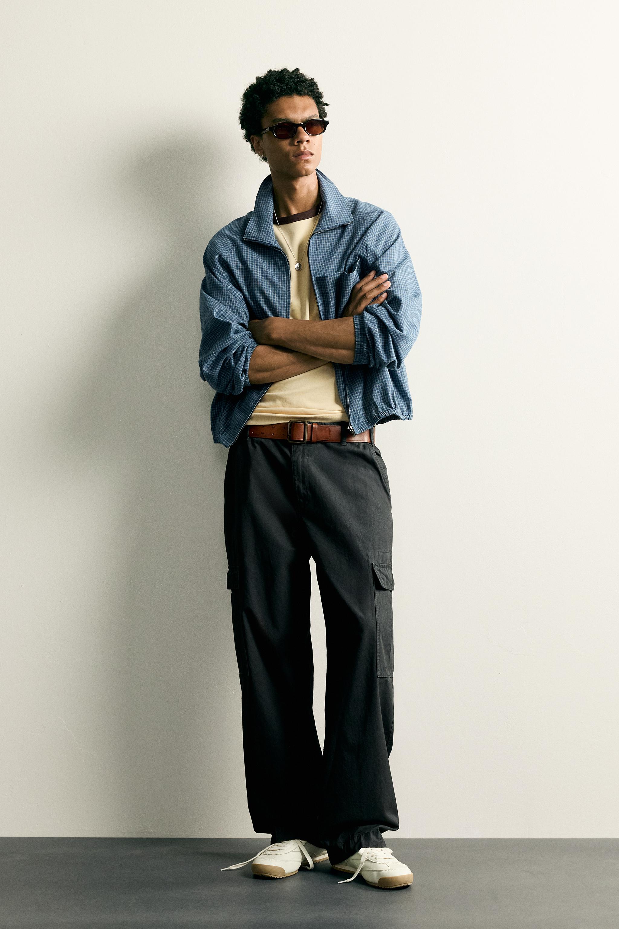 RELAXED FIT PLAID ZIP SHIRT - Blue | ZARA United States
