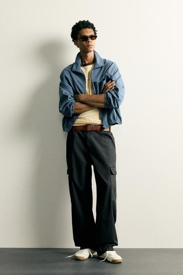 قميص كاروهات relaxed fit بسحّاب - أزرق الخاص بـ Zara - صورة 0