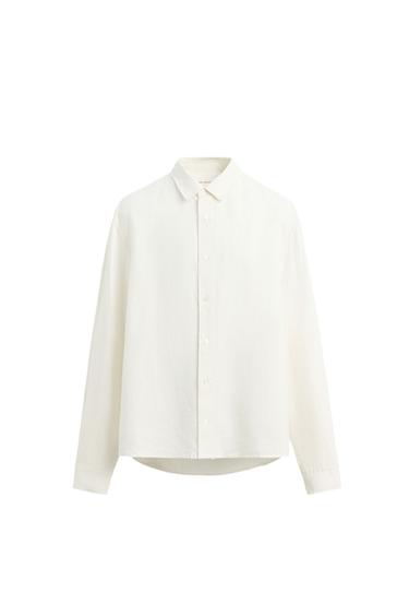 RELAXED FIT 100% HEMP SHIRT - Oyster-white by Zara