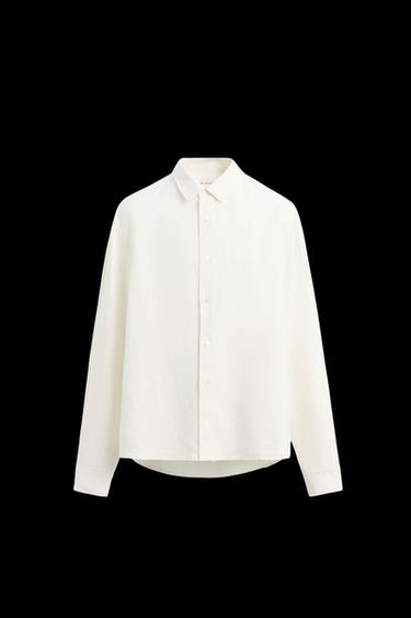 RELAXED FIT 100% HEMP SHIRT - Oyster-white by Zara