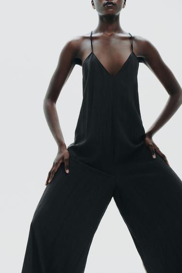 FLOWY TEXTURED JUMPSUIT - Black by Zara - Image 1