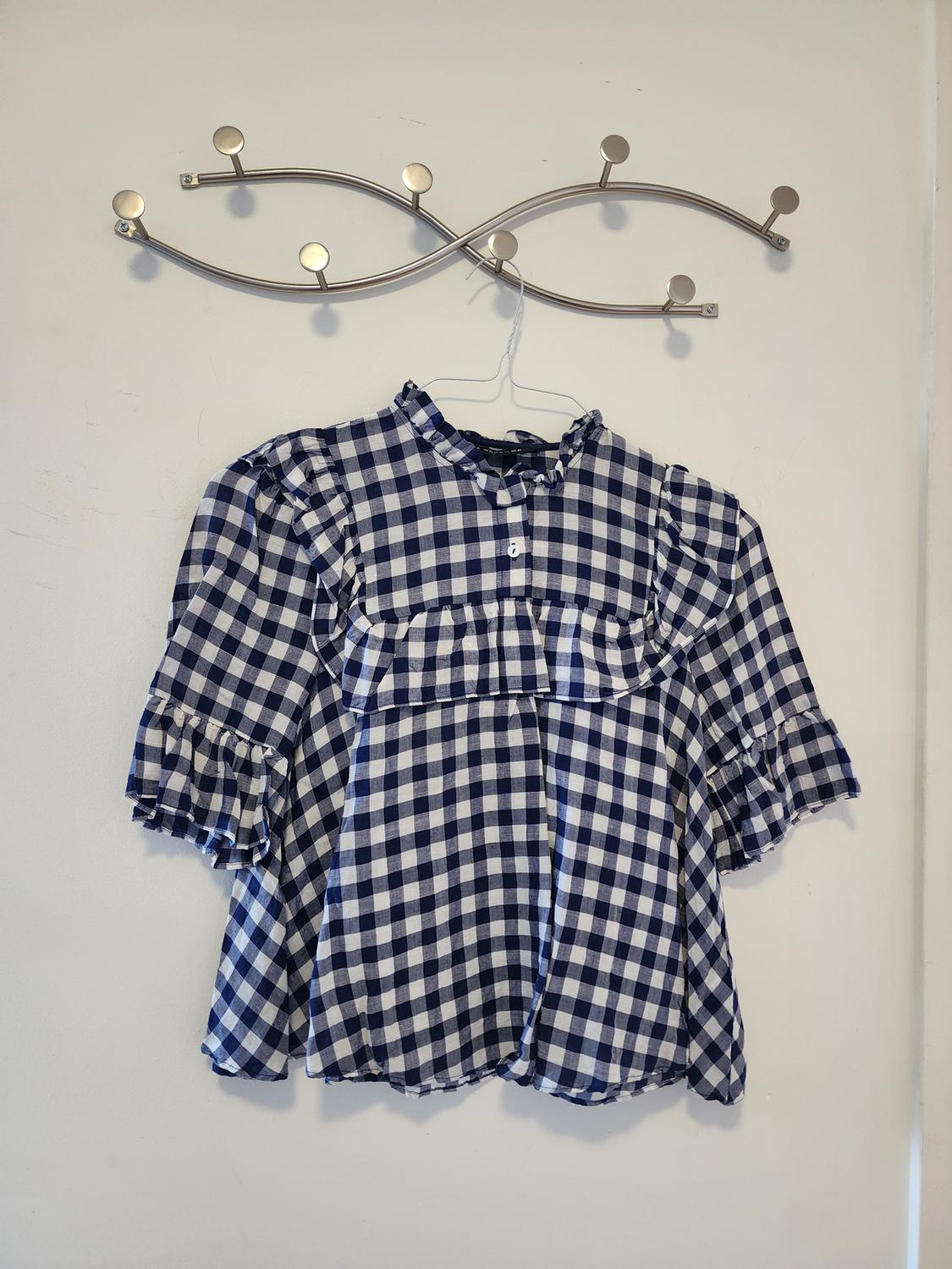 GINGHAM BLOUSE WITH RUFFLES