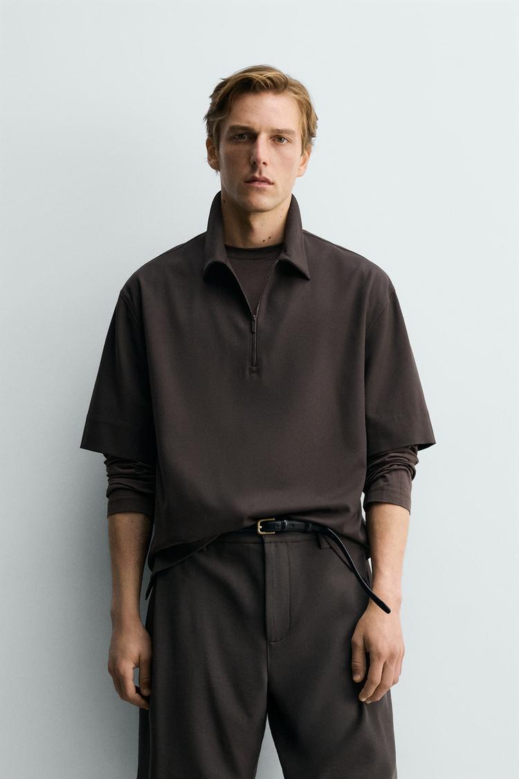 ZARA TECHNICAL ZIP-UP POLO SHIRT