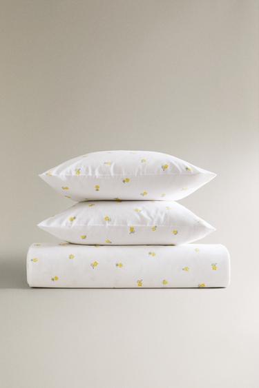 MIMOSA PRINT COTTON DUVET COVER - Oyster-white by Zara - Image 0
