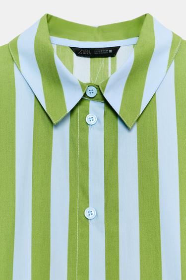 OVERSIZE STRIPED SHIRT - Green / Blue by Zara - Image 10
