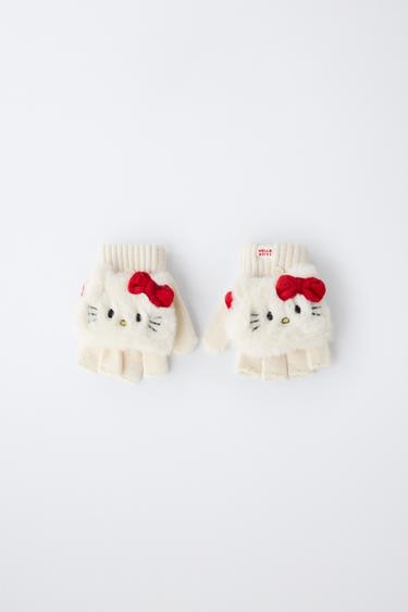 Zara 三麗鷗© HELLO KITTY 刺繡露指手套 - 裸色