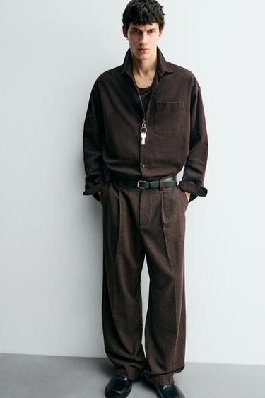 PANTALON BOUTONNÉ À PLIS - Marron de Zara - Image 4