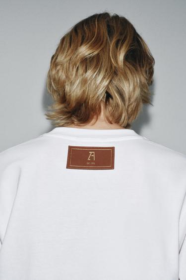 T-SHIRT À MANCHES LONGUES ÉTIQUETTE - Blanc de Zara - Image 2