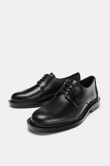 DERBYS EN CUIR À LACETS - Noir de Zara - Image 2