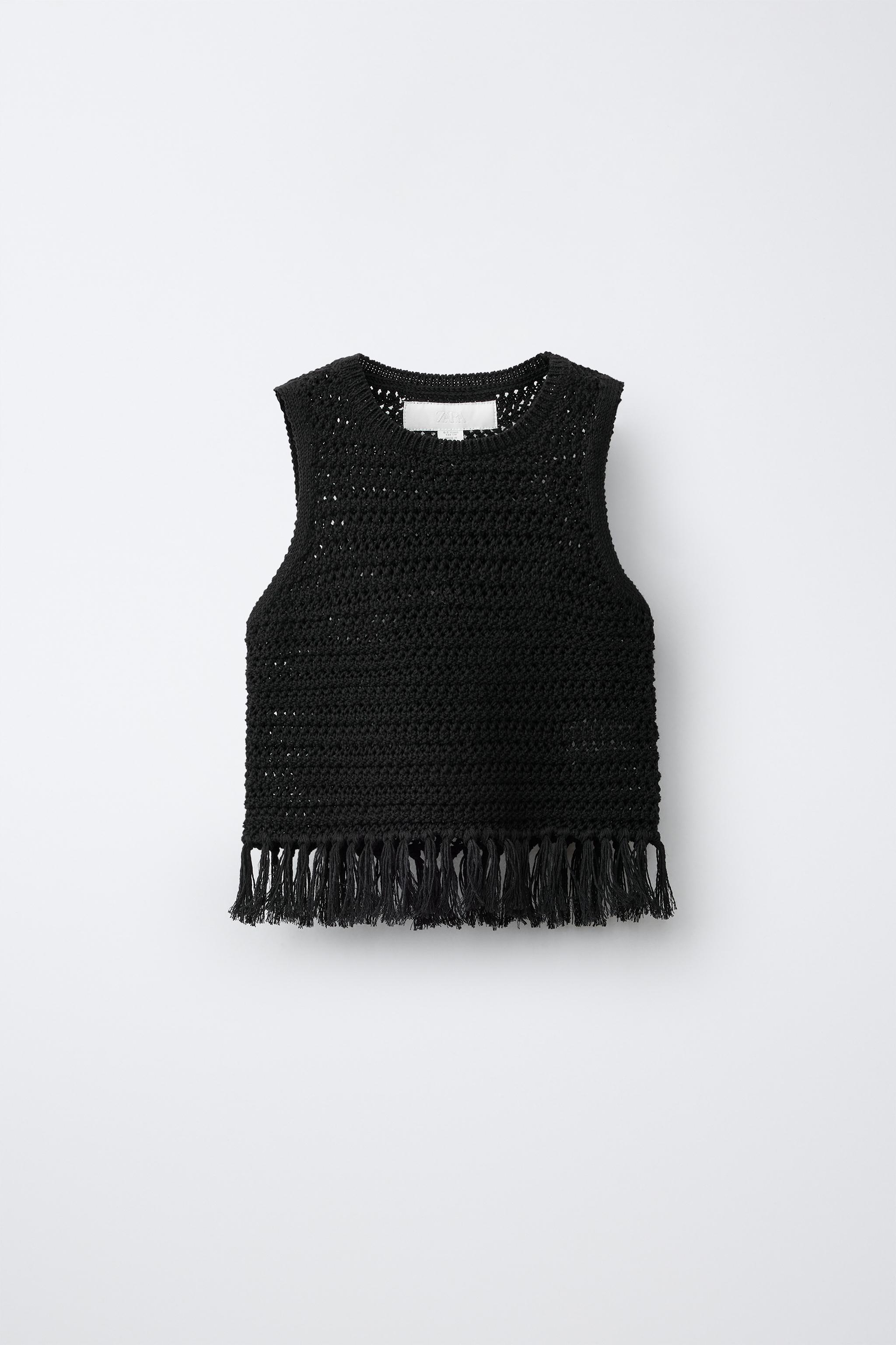 TOP EN MAILLE À FRANGES