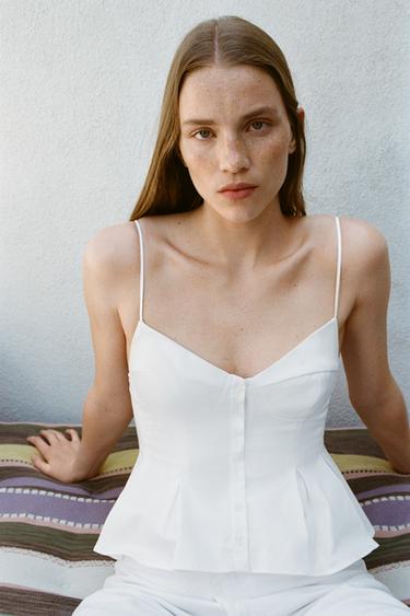 TOP POPELINE ARRICCIATURE - Bianco di Zara - Immagine 0