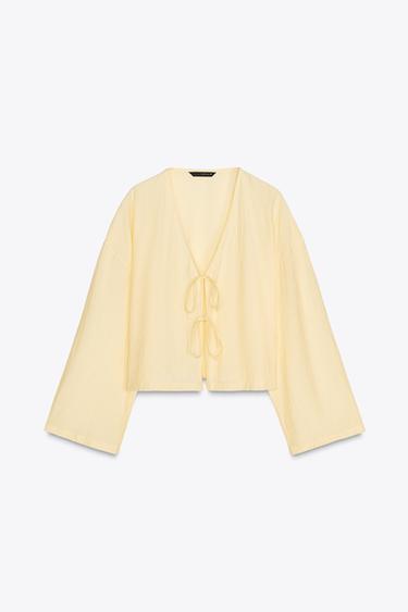 KIMONO IM KNITTERLOOK - Hellgelb von Zara
