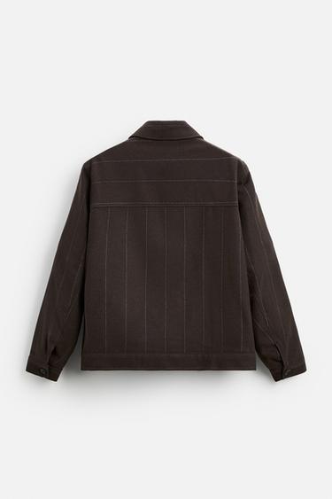 STRIPED OVERSHIRT WITH POCKETS - Dark brown by Zara - Image 6
