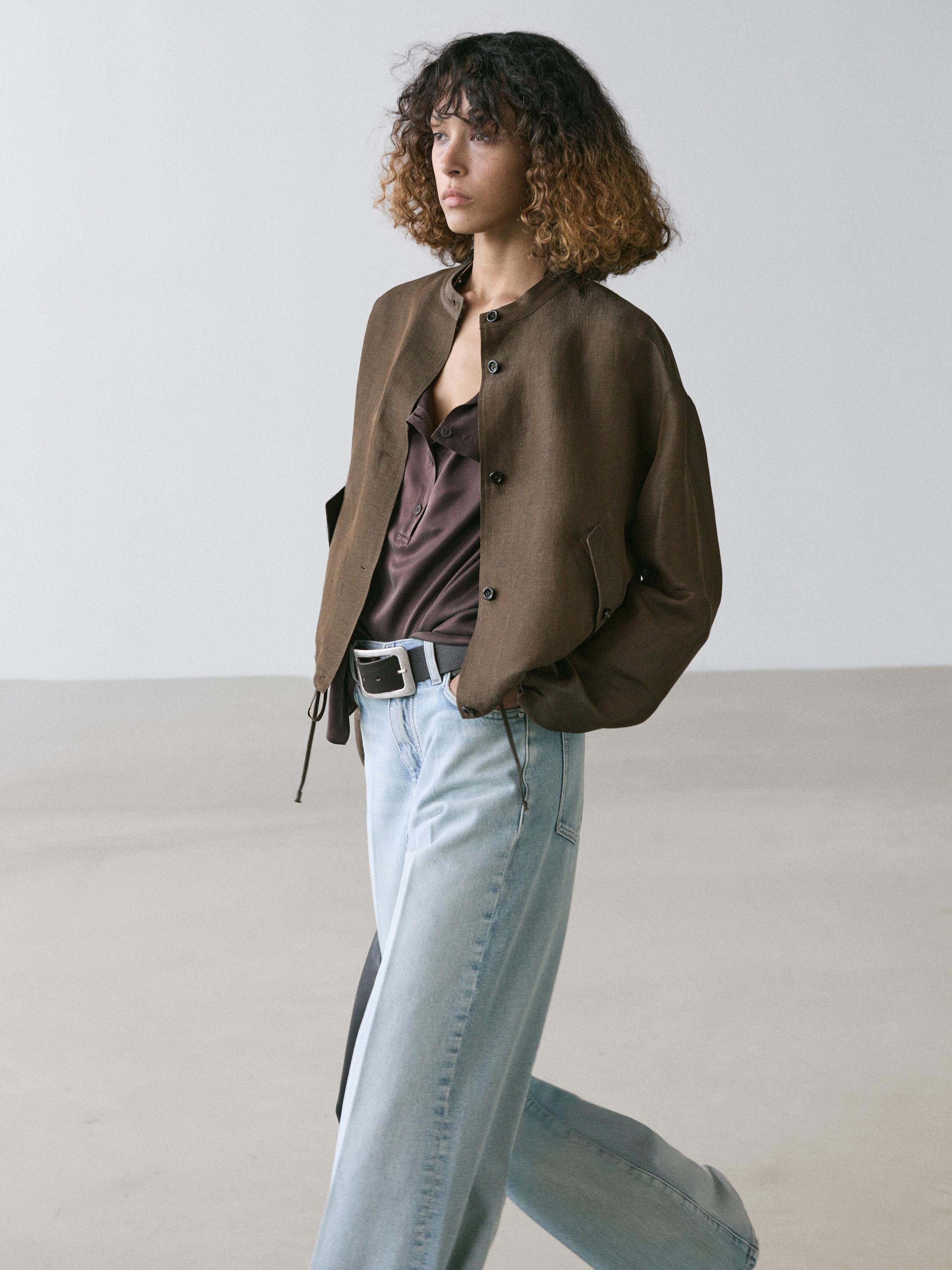 Linen and silk bomber jacket