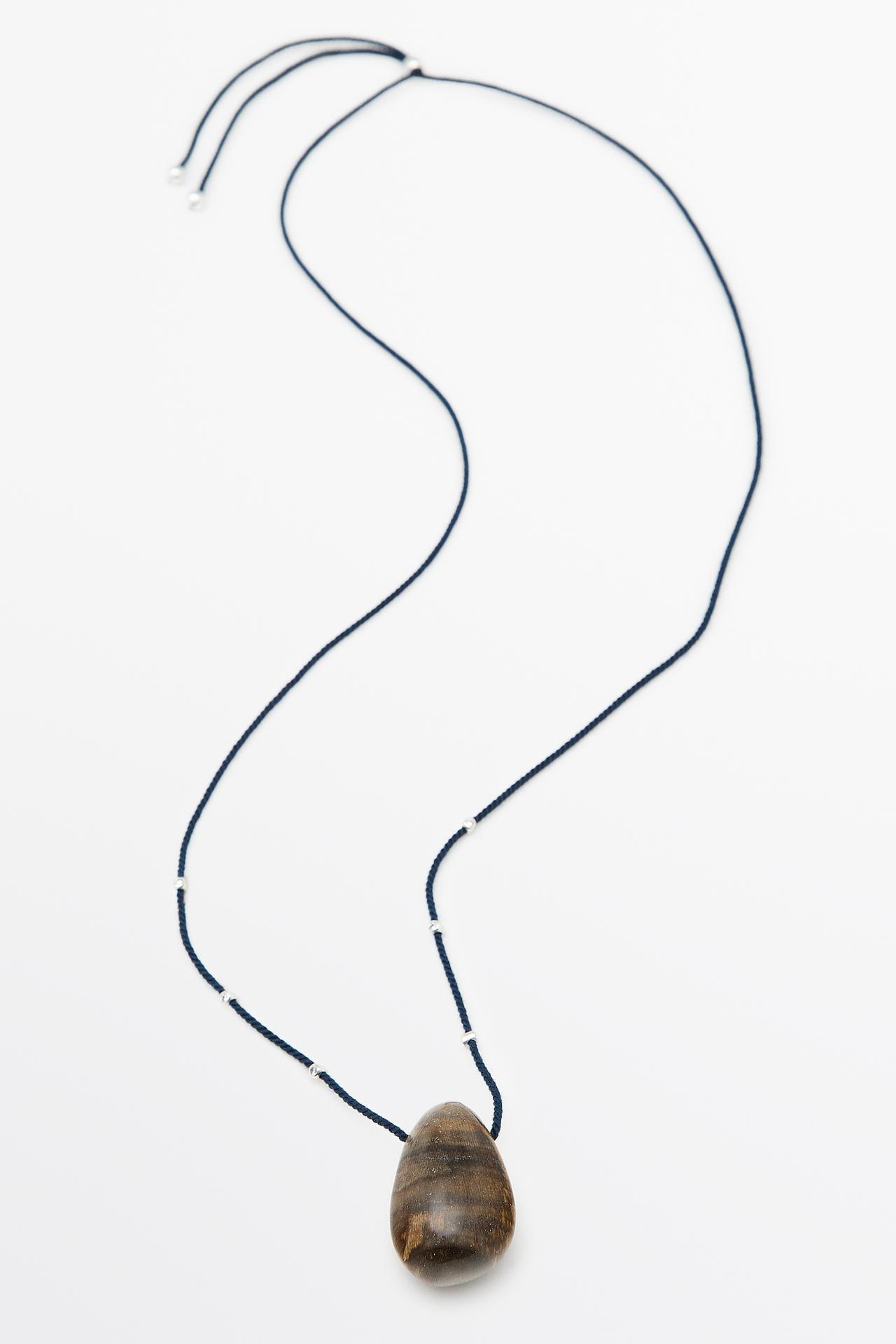 Long irregular gemstone necklace — Navy blue
