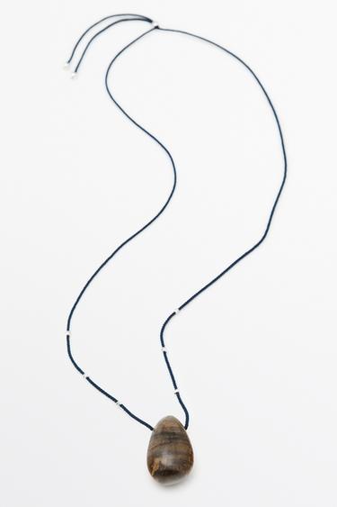Long irregular gemstone necklace — Navy blue 2