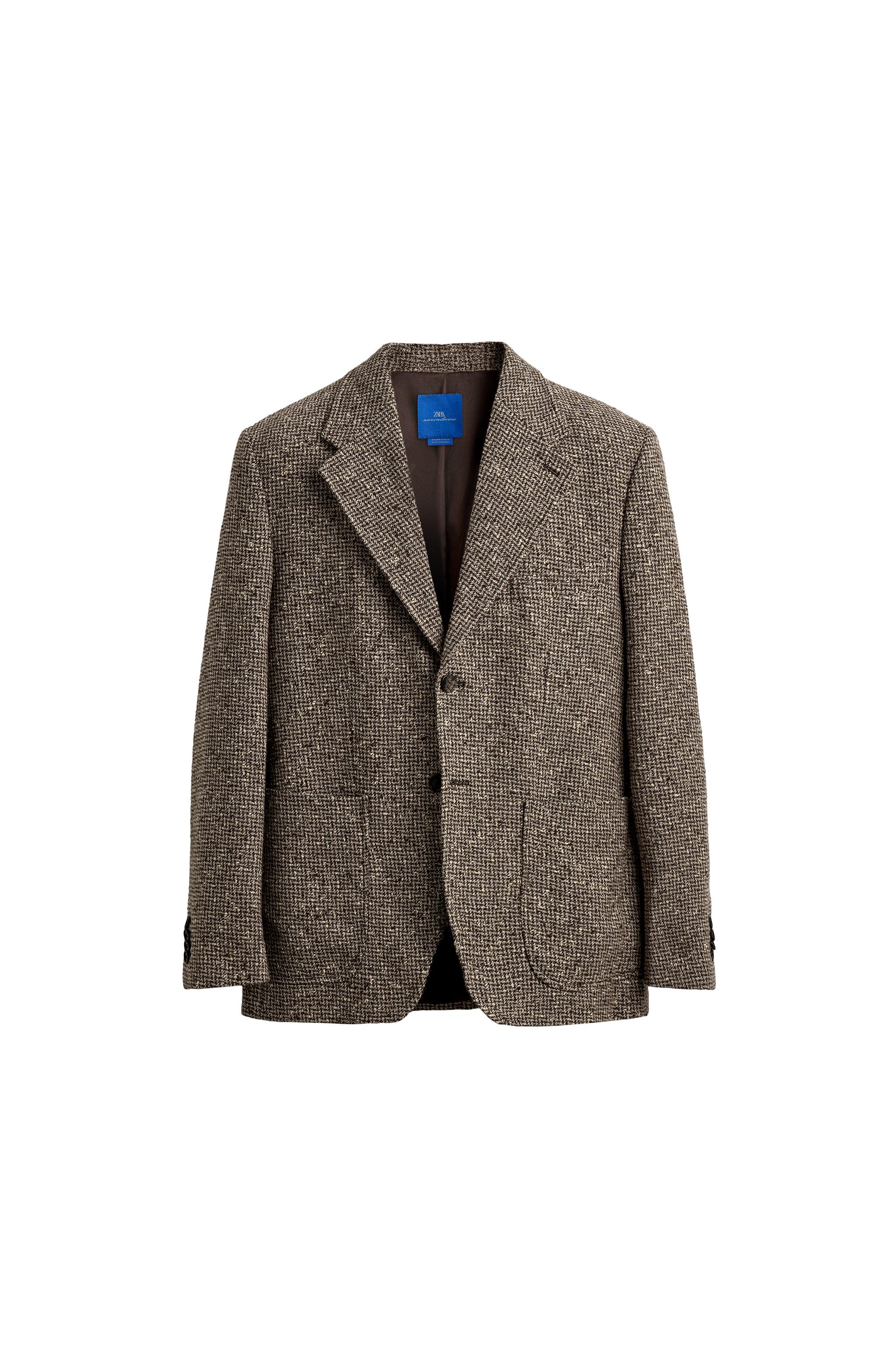 WOOL-COTTON TEXTURED BLAZER AARON LEVINE X ZARA - Brown | ZARA