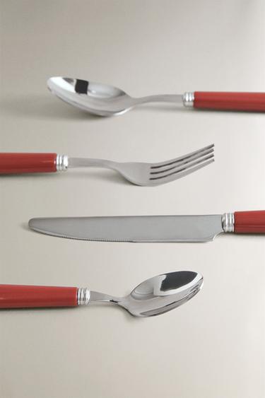 4-PIECE CUTLERY SET WITH COLOURED HANDLE - Red by Zara - Image 3