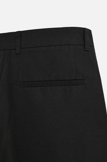 COTTON/LINEN PLEATED TROUSERS - Black by Zara - Image 3