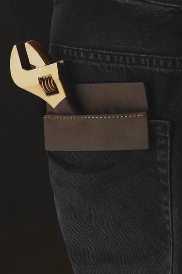 LEATHER CARPENTER POCKET - Brown by Zara - Image 4