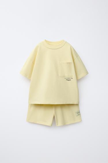 KOMPLET JOGGING BLUZË DHE PANTALLONA TË SHKURTRA I THJESHTË - E gjelbër  nga Zara