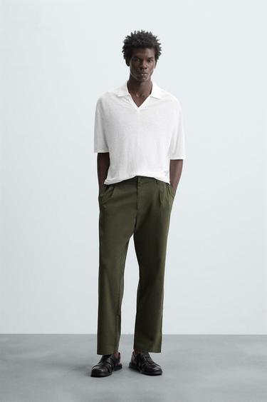 LIGHTWEIGHT RELAXED FIT TROUSERS - Green by Zara