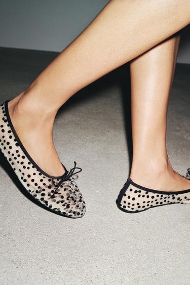 Zara MESH BALLET FLATS WITH BOW - Multi-color - Image 0