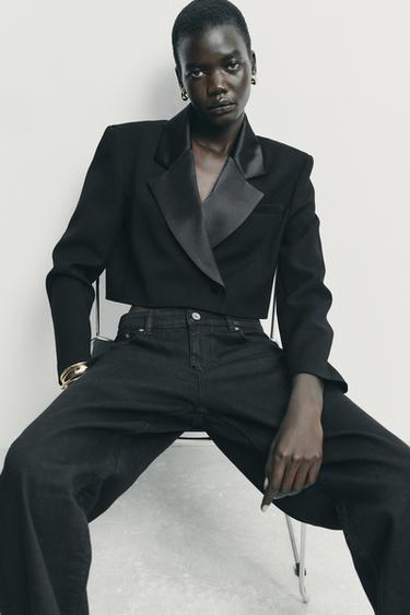 JEANS ZW COLLECTION BARREL TIRO ALTO - Negro de Zara