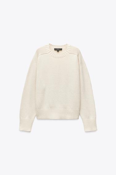 PLAIN KNIT SWEATER - Ecru by Zara - Image 4