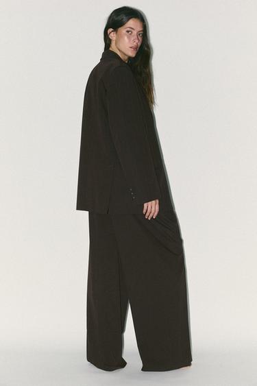 PINSTRIPED TROUSERS WITH BELT LOOPS - Brown by Zara