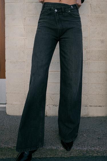 JEANS TRF WIDE LEG CINTURA CRUZADA TIRO ALTO - Negro de Zara