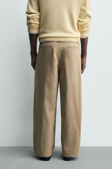 PANTALON CHINO COUPE LARGE - Marron clair de Zara - Image 2