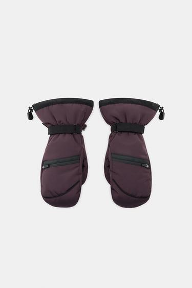 Zara POLARTEC® WATERPROOF MITTENS SKI COLLECTION - Burgundy