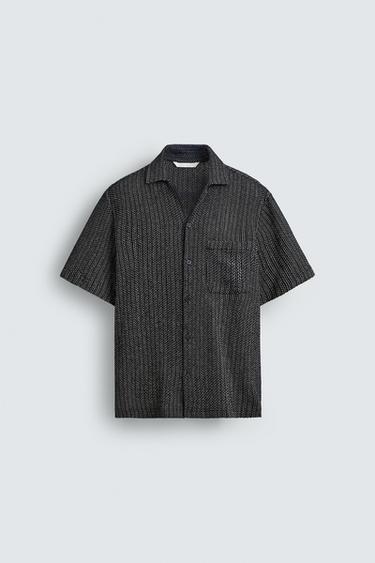 TEXTURED JACQUARD SHIRT - Navy blue by Zara