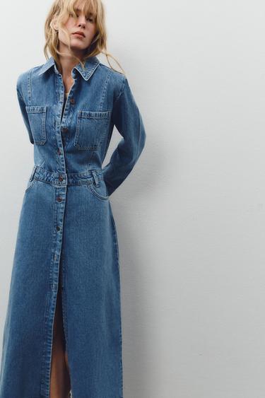 Z1975 LONG DENIM DRESS - Mid-blue by Zara - Image 1