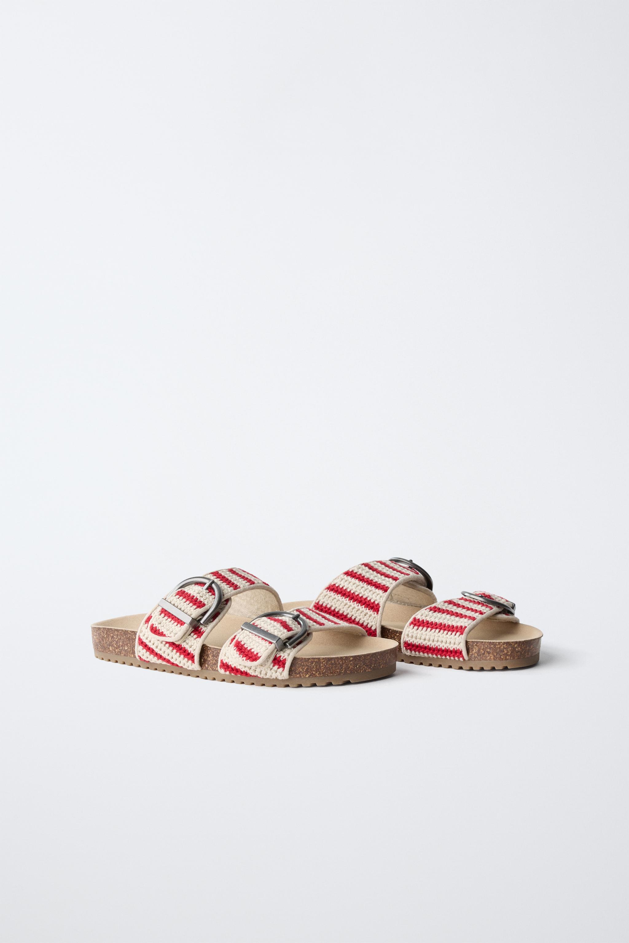 CROCHETED BUCKLE SANDALS — Red (alternate view)