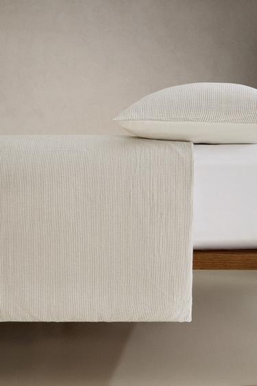 TEXTURED STRIPED DUVET COVER - Light beige by Zara - Image 1